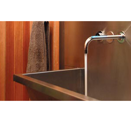 Wash trough with infra-red, water-saving tap. Wash trough with infra-red, water-saving tap.
